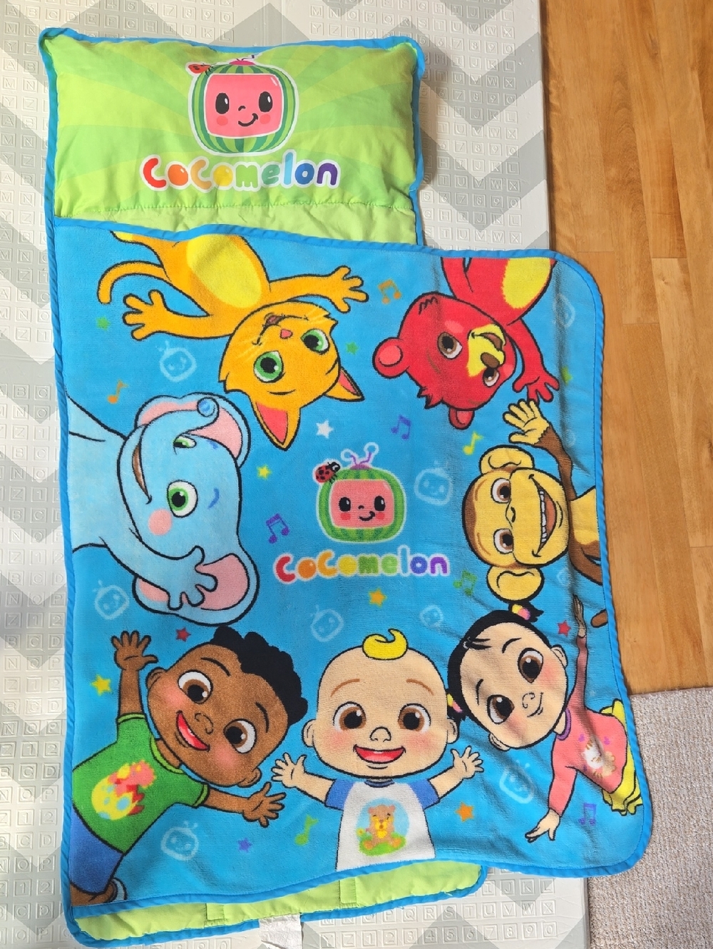 CoComelon Kids Travel Pillow & Blanket Set - Blue & Green